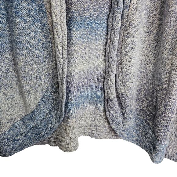 Chicos Tarin Spacedye Sweater Cardigan Cable Knit Trim Open Front Size 1 Whimsy - Picture 3 of 9